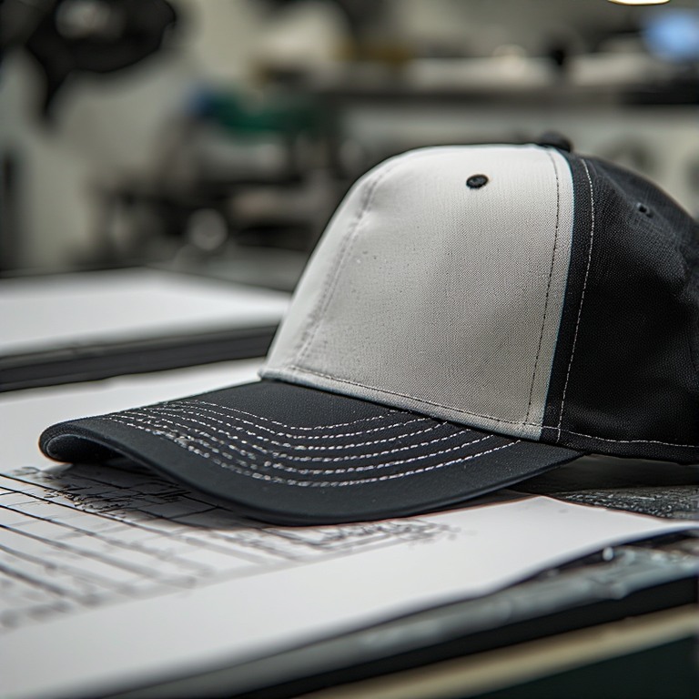 Atalar Tekstil 1995 atölyesinde profesyonel toptan şapka imalatı sırasında hassas dikiş ve nakış kalitesi detayı.