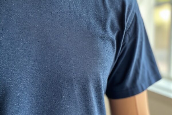 Kaliteli tişört imalatı ve kompakt penye kumaşın yumuşak dokusu.