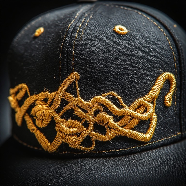Özel tasarım nakışlı şapkalar ve 3D nakış işleme detayları.