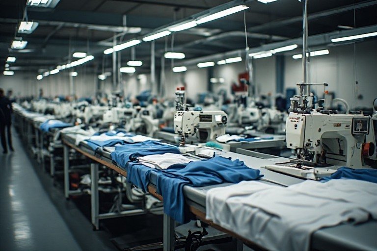 Tişört üretiminde seri dikim hattı